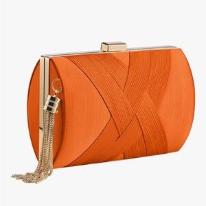 Elegant Orange Clutch with Gold Accents